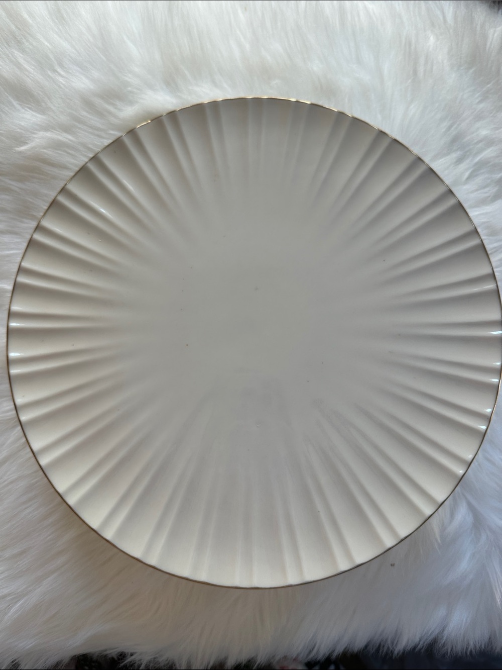 Vintage Lenox  ivory porcelain elevated pedestal cake plate with 24 kt trim